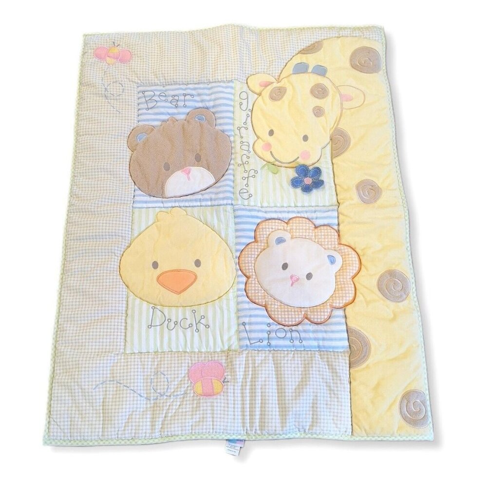 Just Born Baby Embroidered Applique Quilt Giraffe Chick Velvet Teddy Immaculate